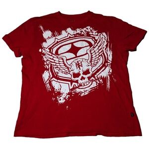 NO FEAR Skull Wing Graphic Men Size‎ XL Red Cotton Short Sleeve T-Shirt